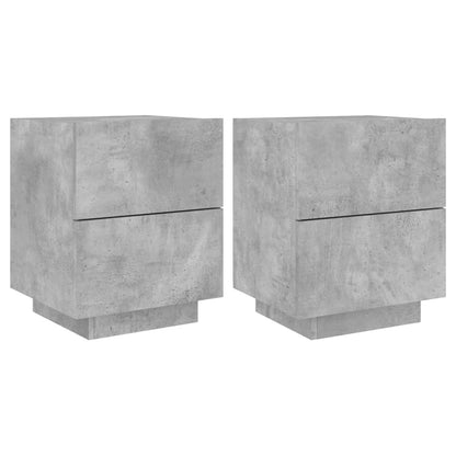 Bedside Cabinets with LED Lights 2 pcs Concrete Grey Engineered Wood