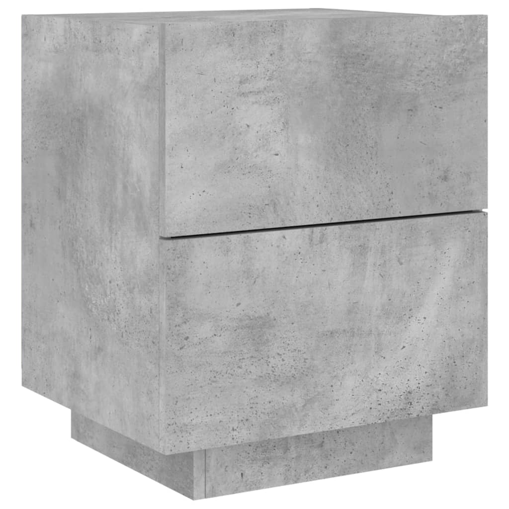 Bedside Cabinets with LED Lights 2 pcs Concrete Grey Engineered Wood