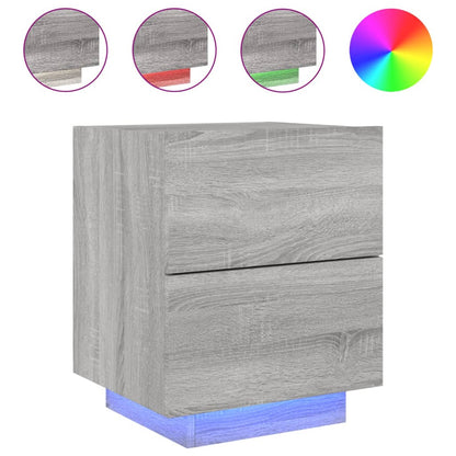 Bedside Cabinets with LED Lights 2 pcs Grey Sonoma Engineered Wood