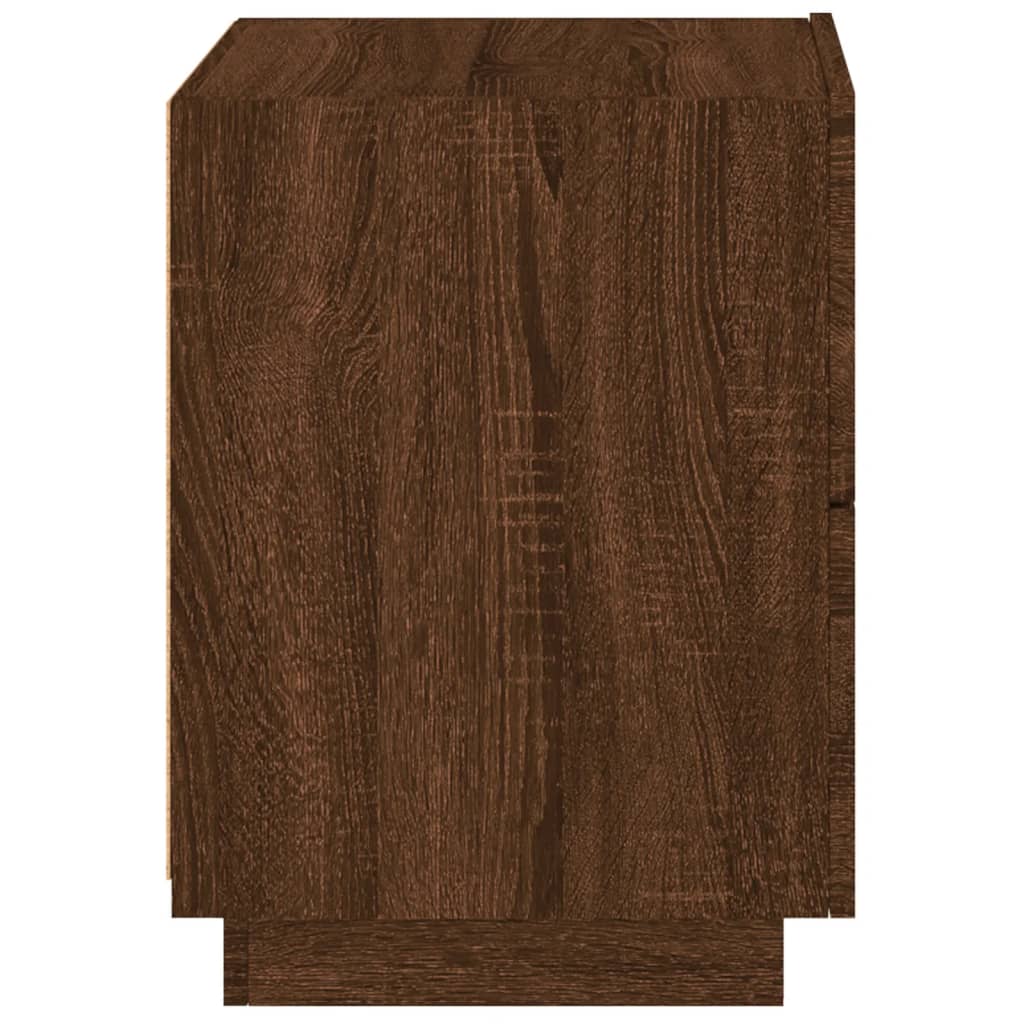 Bedside Cabinet with LED Lights Brown Oak Engineered Wood