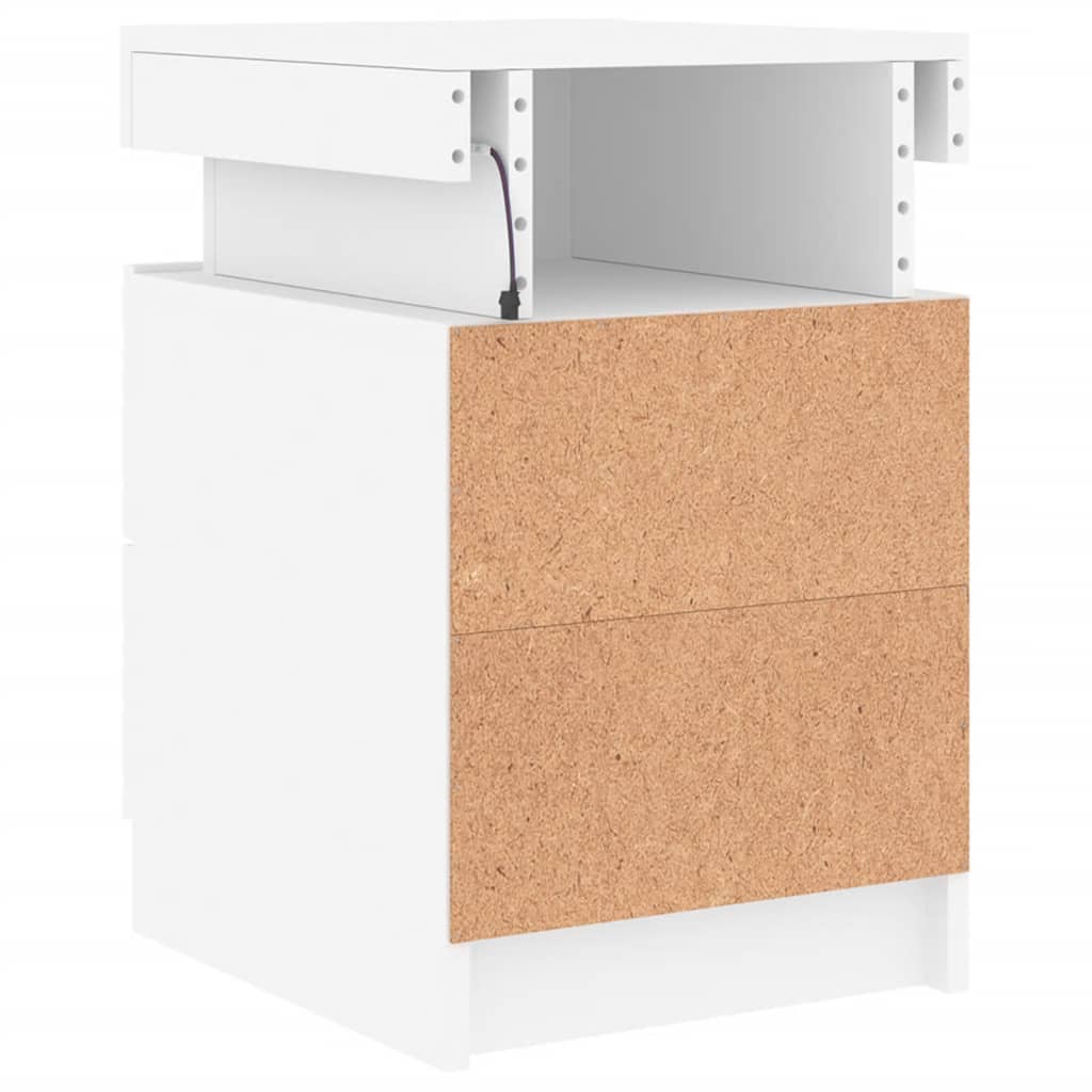 Bedside Cabinet with LED Lights White 35x39x55 cm