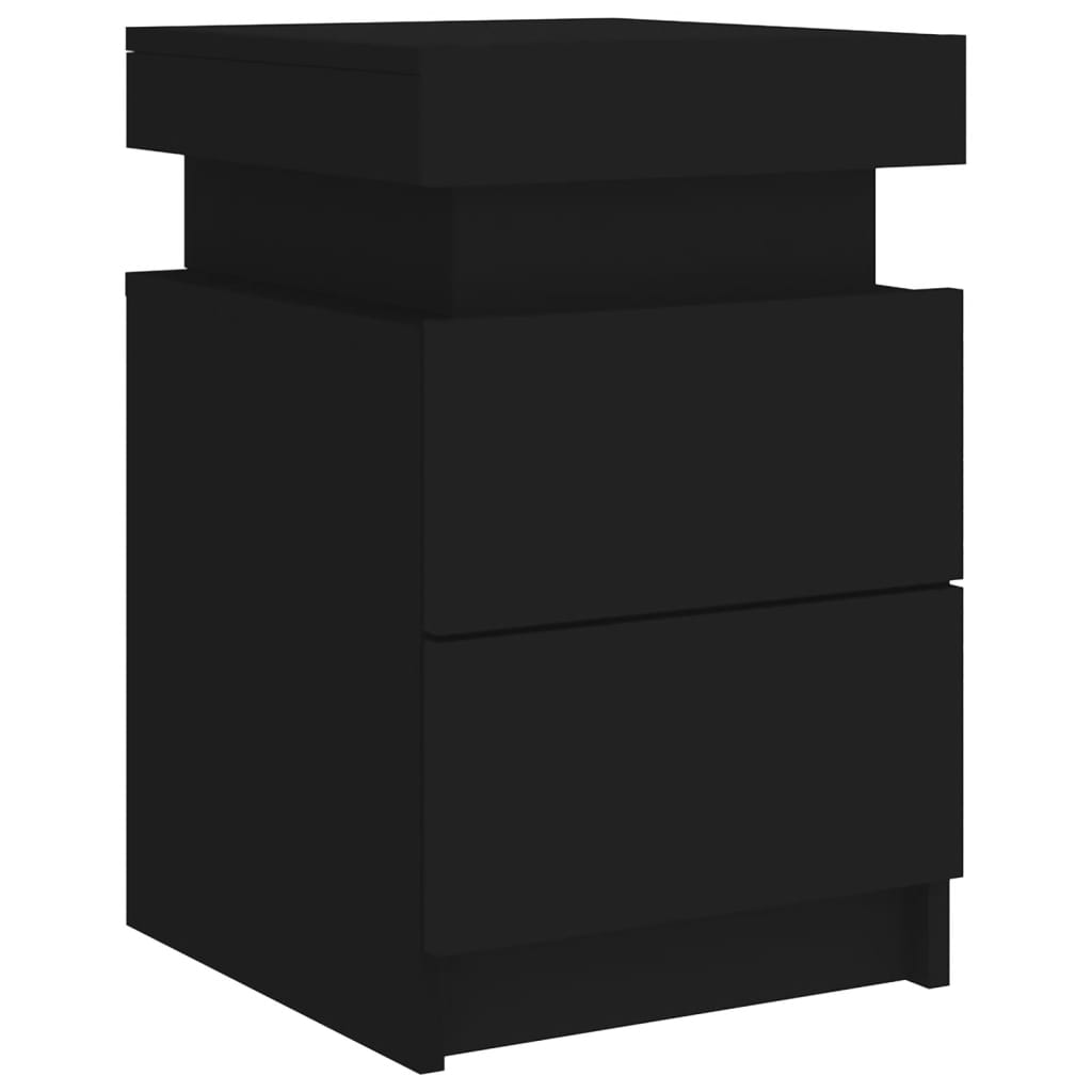 Bedside Cabinet with LED Lights Black 35x39x55 cm