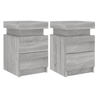 Bedside Cabinets with LED Lights 2 pcs Grey Sonoma 35x39x55 cm