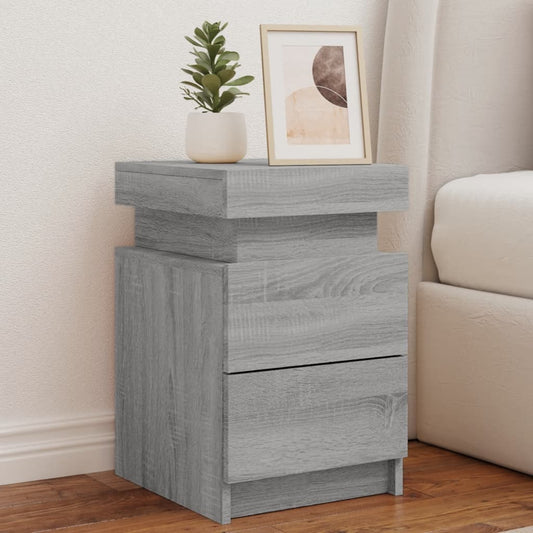 Bedside Cabinets with LED Lights 2 pcs Grey Sonoma 35x39x55 cm