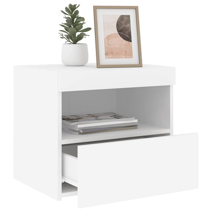 Bedside Cabinet with LED Lights White 50x40x45 cm