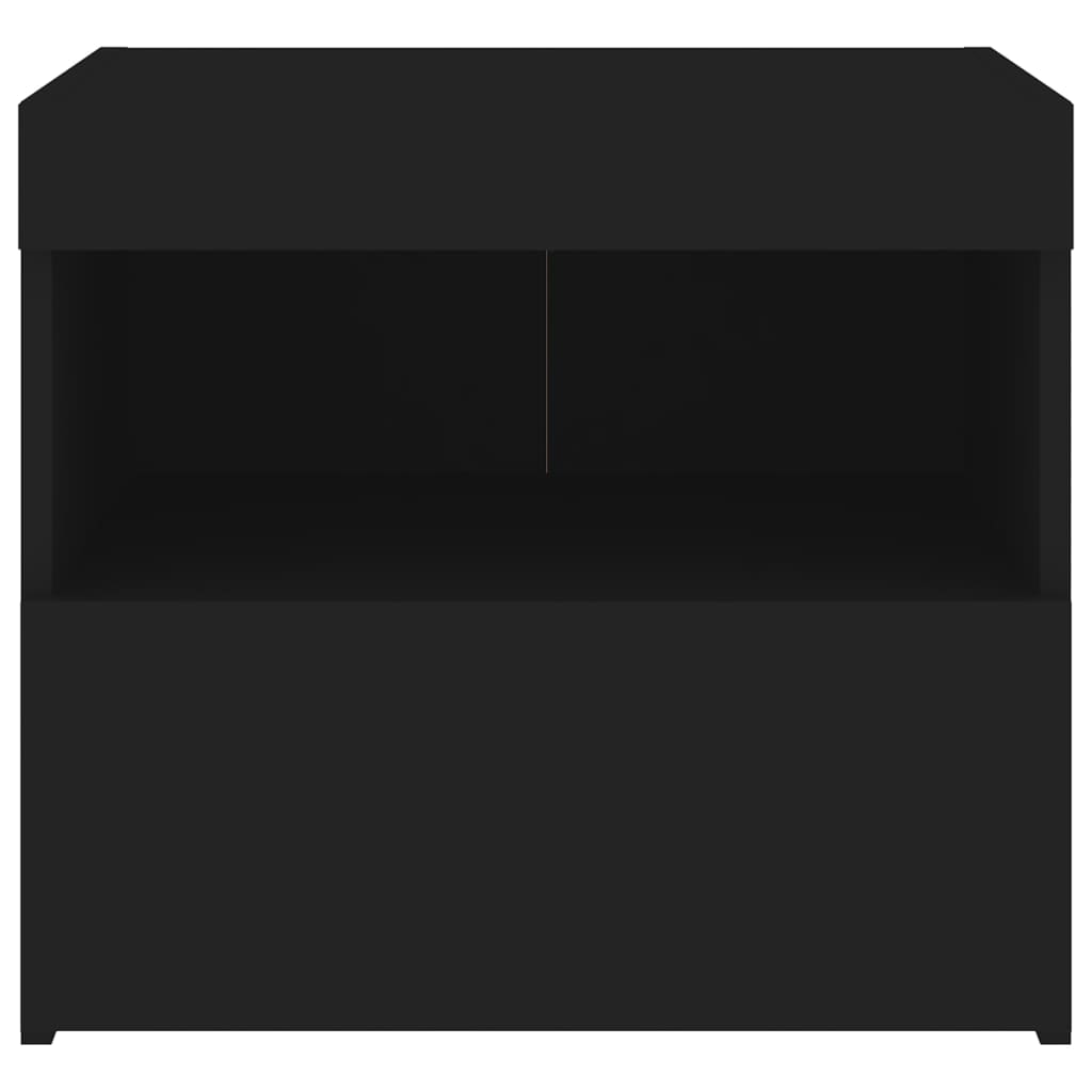 Bedside Cabinet with LED Lights Black 50x40x45 cm