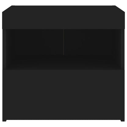 Bedside Cabinet with LED Lights Black 50x40x45 cm