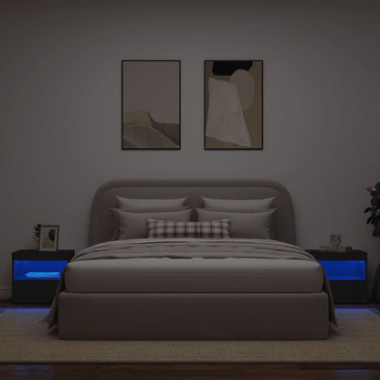 Bedside Cabinets with LED Lights 2 pcs Black 50x40x45 cm