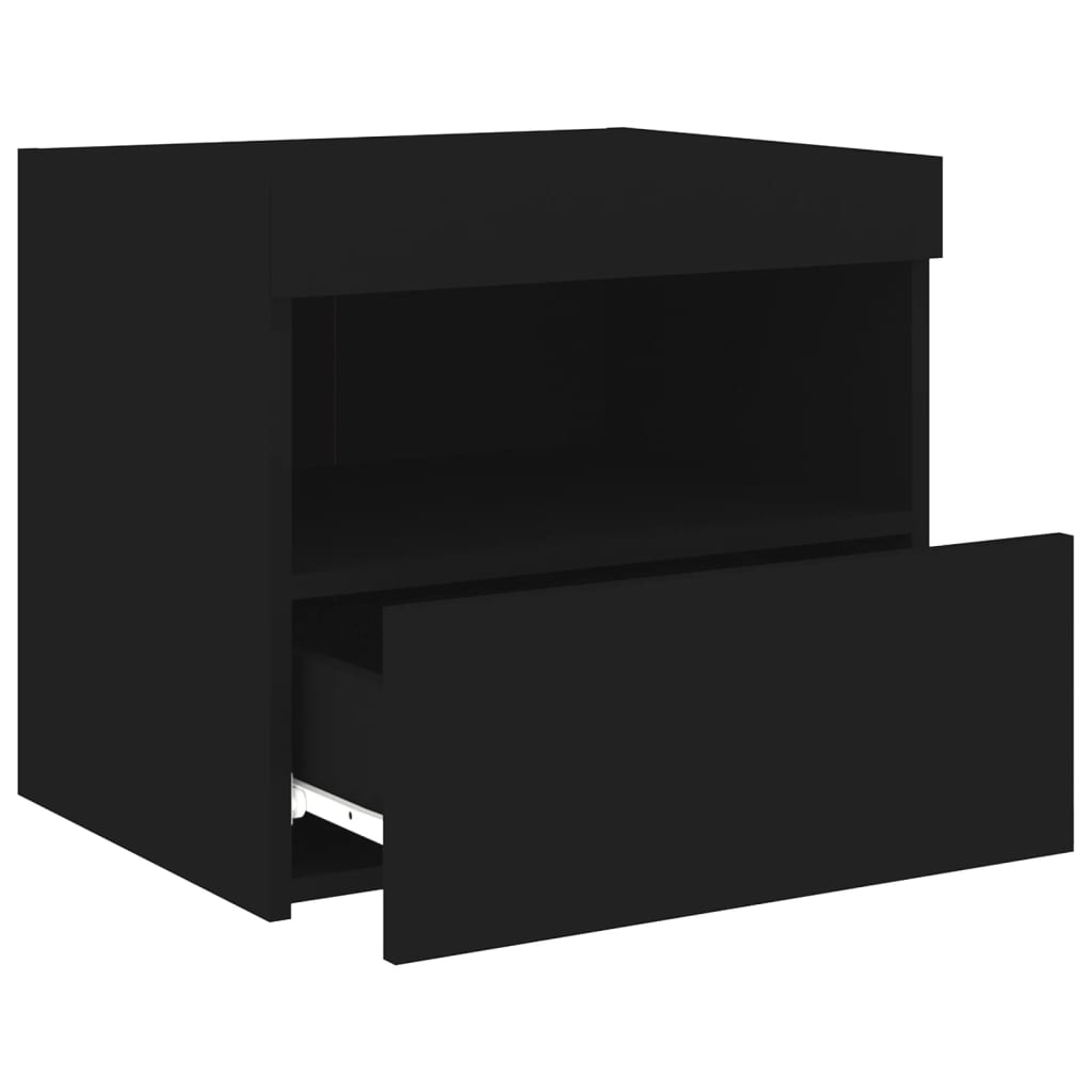 Bedside Cabinets with LED Lights 2 pcs Black 50x40x45 cm