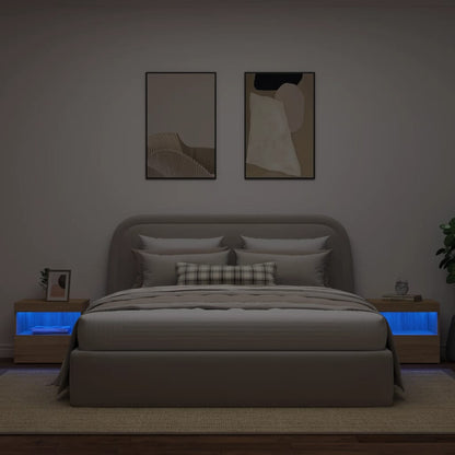 Bedside Cabinets with LED Lights 2 pcs Sonoma Oak 50x40x45 cm