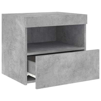 Bedside Cabinet with LED Lights Concrete Grey 50x40x45 cm