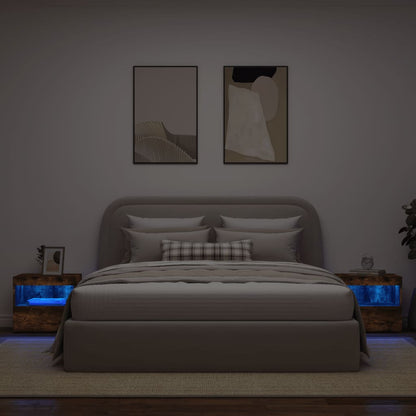 Bedside Cabinets with LED Lights 2 pcs Smoked Oak 50x40x45 cm