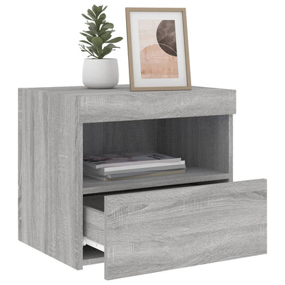 Bedside Cabinet with LED Lights Grey Sonoma 50x40x45 cm