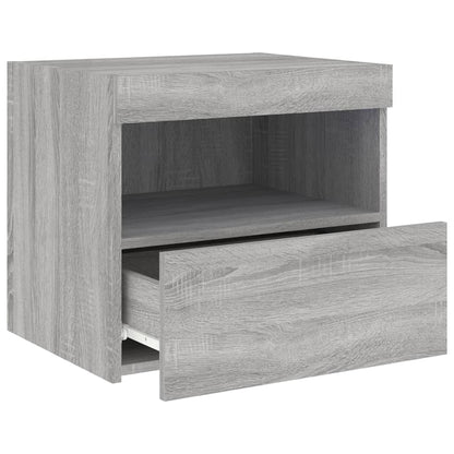 Bedside Cabinet with LED Lights Grey Sonoma 50x40x45 cm