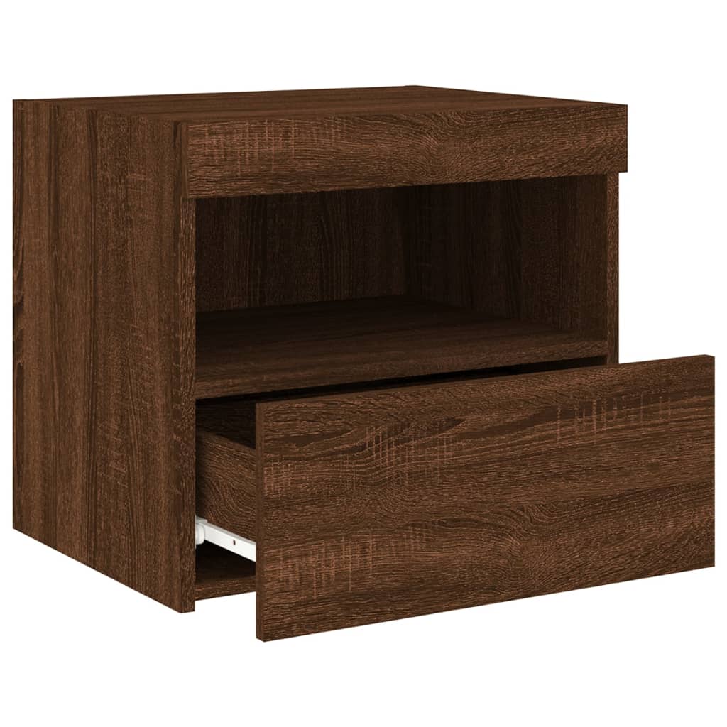 Bedside Cabinets with LED Lights 2 pcs Brown Oak 50x40x45 cm