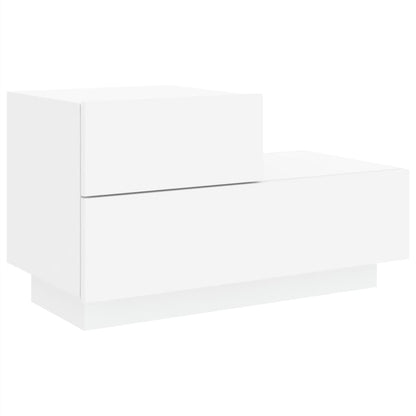 Bedside Cabinet with LED Lights White 70x36x40.5 cm