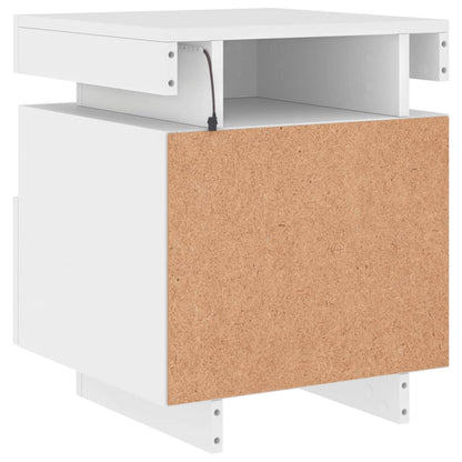 Bedside Cabinets with LED Lights 2 pcs White 40x39x48.5 cm