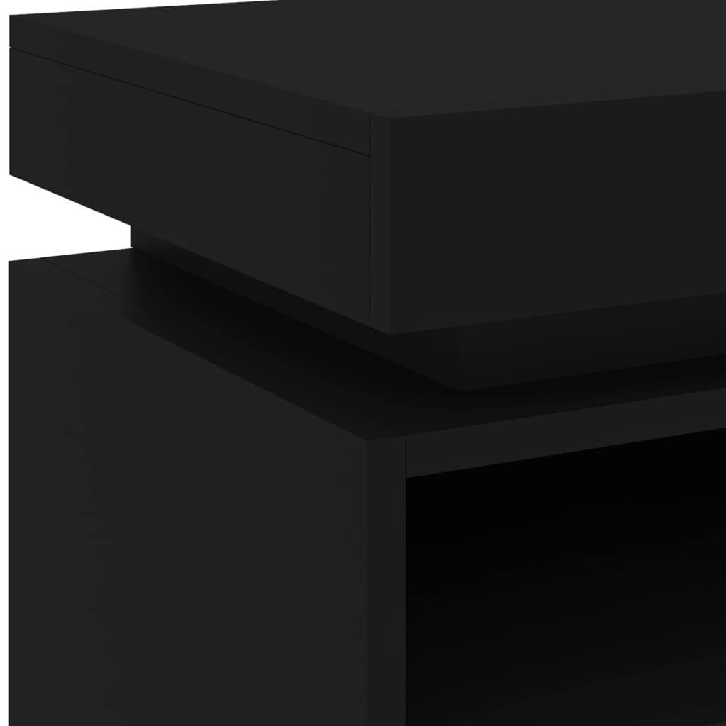 Bedside Cabinet with LED Lights Black 40x39x48.5 cm