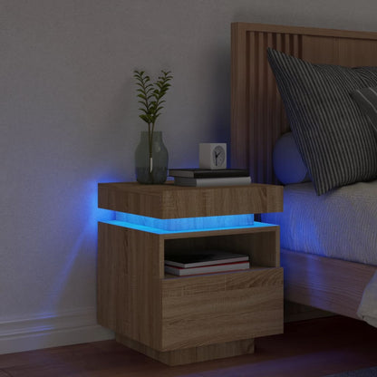 Bedside Cabinet with LED Lights Sonoma Oak 40x39x48.5 cm