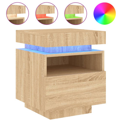 Bedside Cabinets with LED Lights 2 pcs Sonoma Oak 40x39x48.5 cm