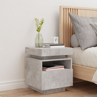 Bedside Cabinet with LED Lights Concrete Grey 40x39x48.5 cm