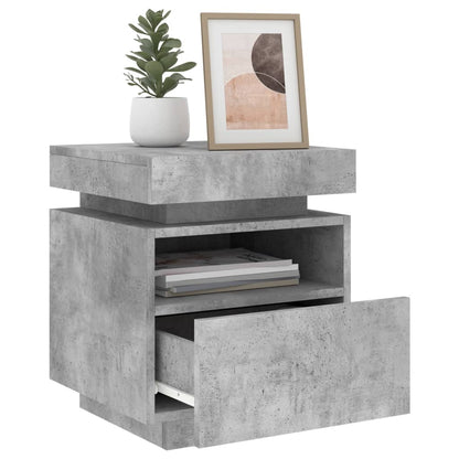 Bedside Cabinet with LED Lights Concrete Grey 40x39x48.5 cm