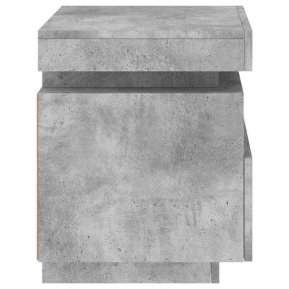 Bedside Cabinet with LED Lights Concrete Grey 40x39x48.5 cm