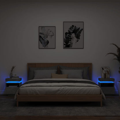 Bedside Cabinets with LED Lights 2 pcs Concrete Grey 40x39x48.5 cm