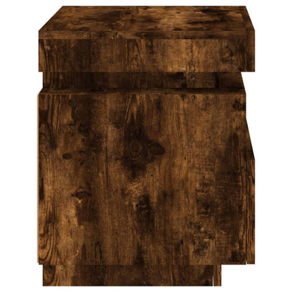 Bedside Cabinet with LED Lights Smoked Oak 40x39x48.5 cm