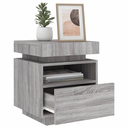 Bedside Cabinets with LED Lights 2 pcs Grey Sonoma 40x39x48.5 cm