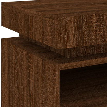 Bedside Cabinet with LED Lights Brown Oak 40x39x48.5 cm