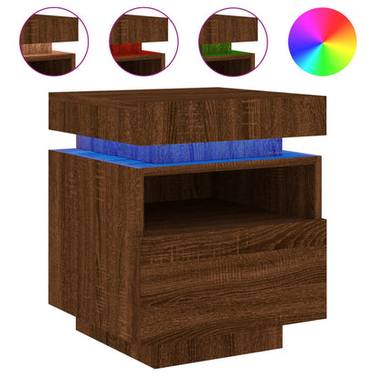 Bedside Cabinets with LED Lights 2 pcs Brown Oak 40x39x48.5 cm