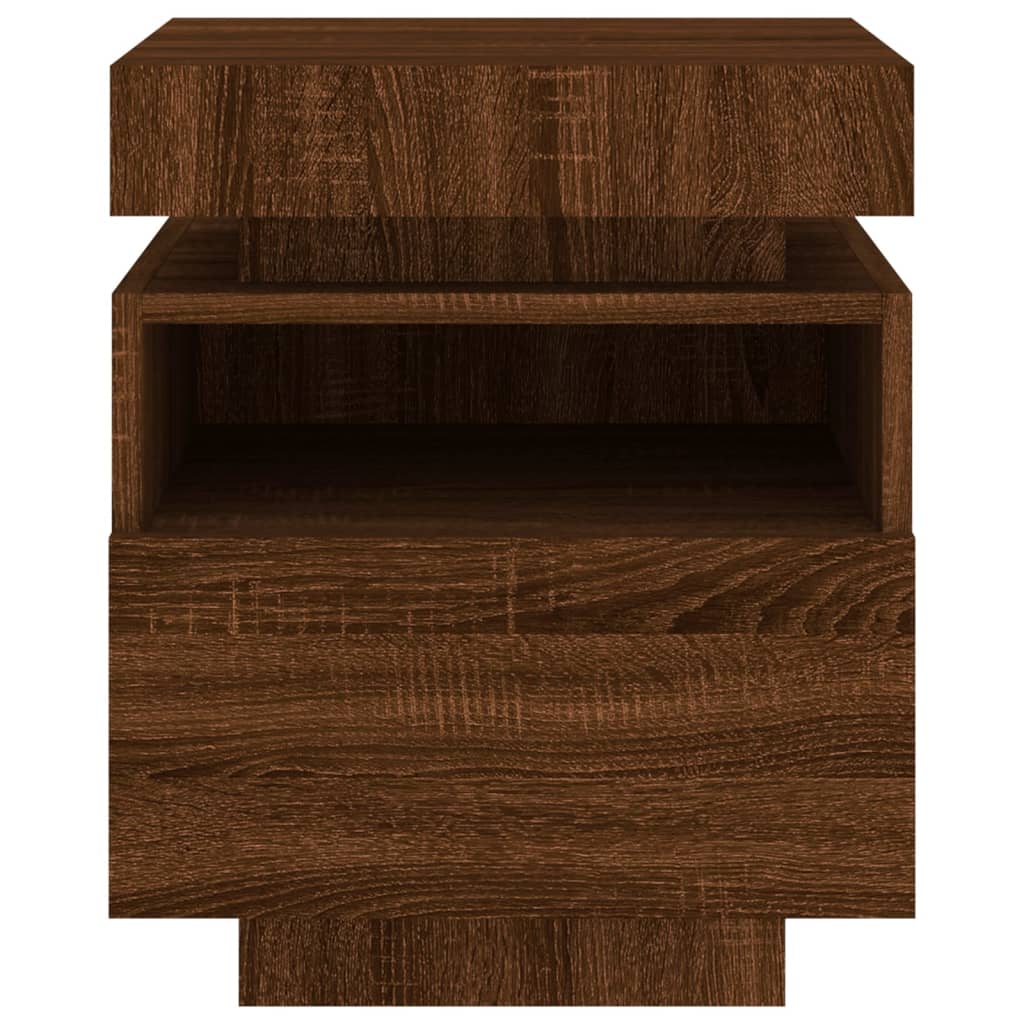 Bedside Cabinets with LED Lights 2 pcs Brown Oak 40x39x48.5 cm