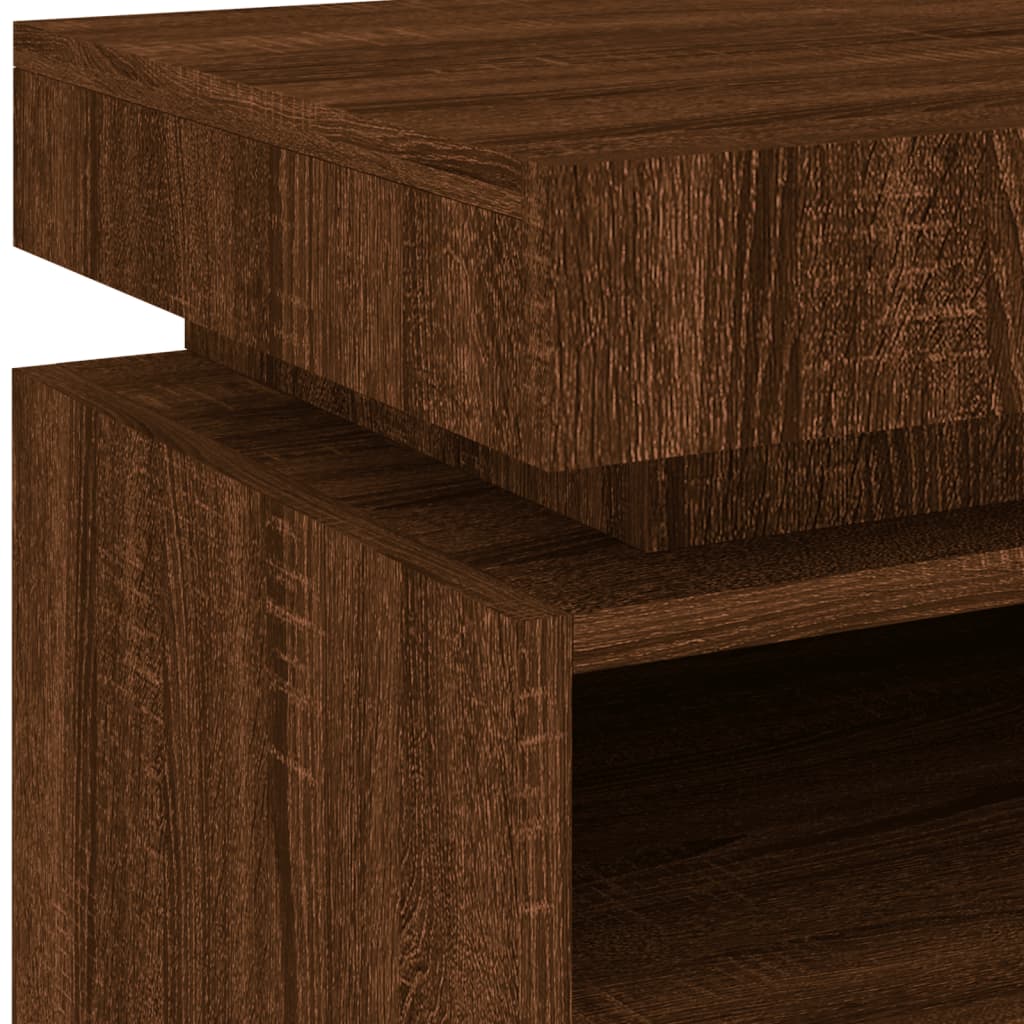 Bedside Cabinets with LED Lights 2 pcs Brown Oak 40x39x48.5 cm