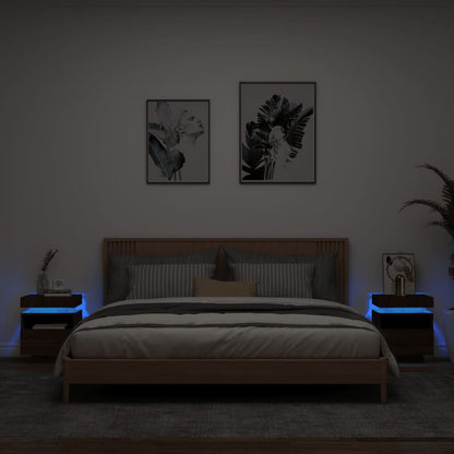Bedside Cabinets with LED Lights 2 pcs Brown Oak 40x39x48.5 cm