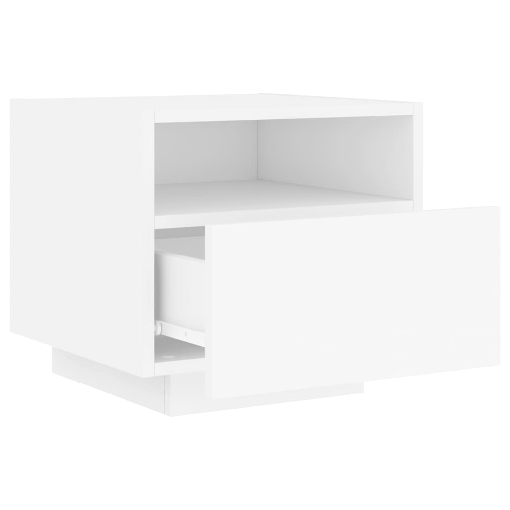Bedside Cabinet with LED Lights White 40x39x37 cm