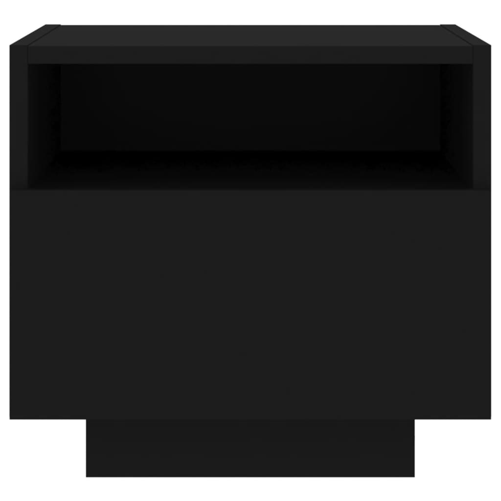 Bedside Cabinet with LED Lights Black 40x39x37 cm