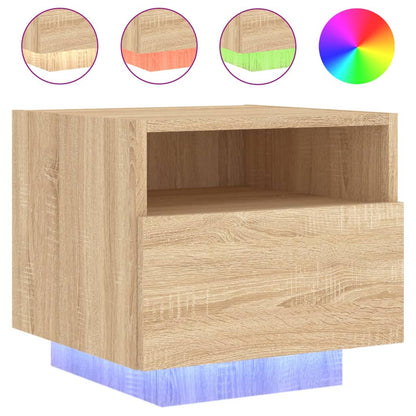 Bedside Cabinet with LED Lights Sonoma Oak 40x39x37 cm