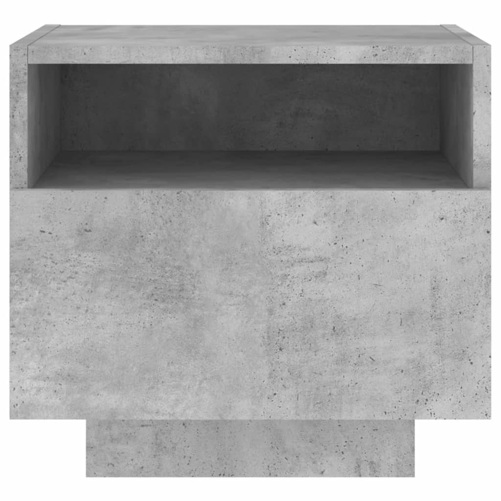 Bedside Cabinet with LED Lights Concrete Grey 40x39x37 cm