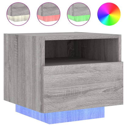 Bedside Cabinet with LED Lights Grey Sonoma 40x39x37 cm