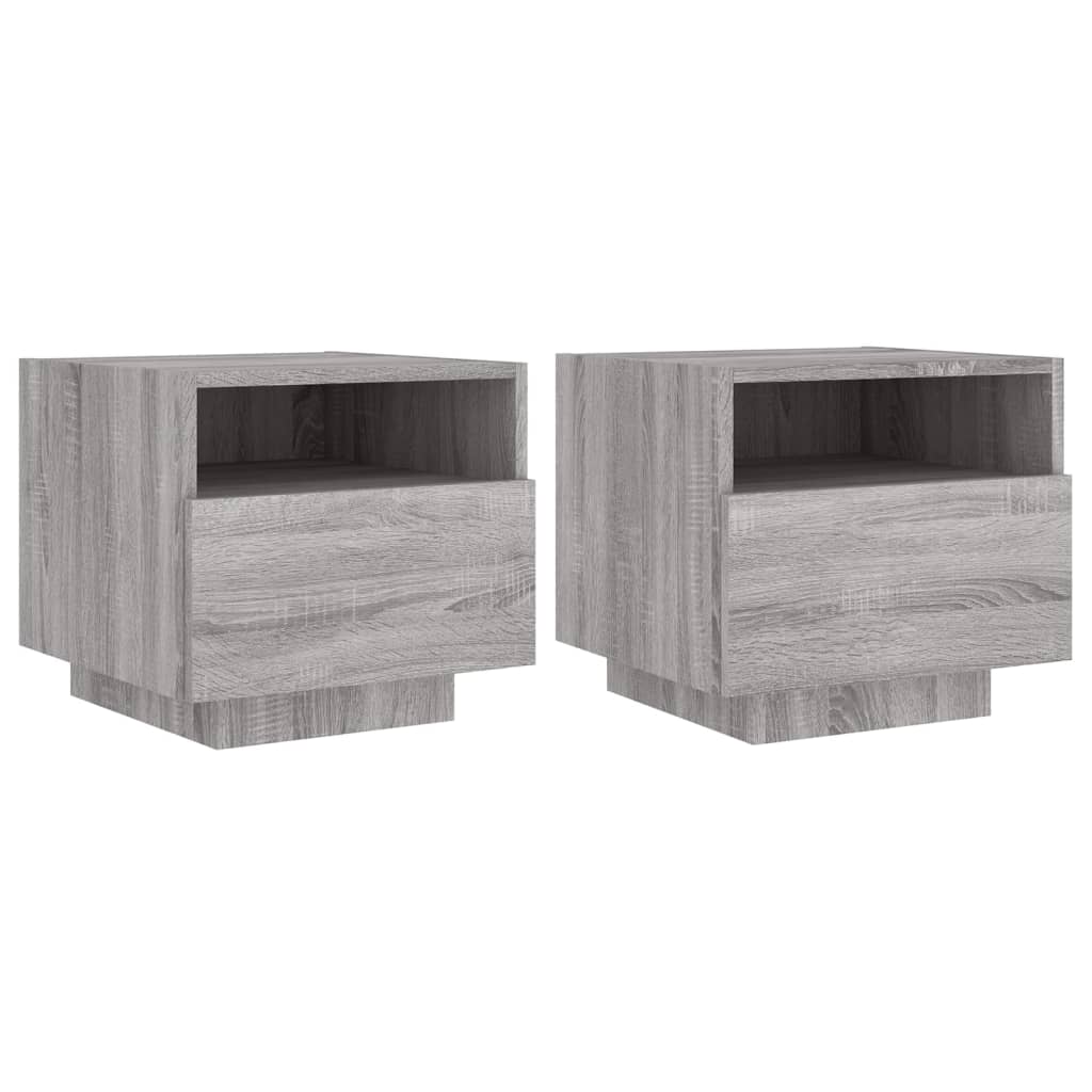 Bedside Cabinets with LED Lights 2 pcs Grey Sonoma 40x39x37 cm