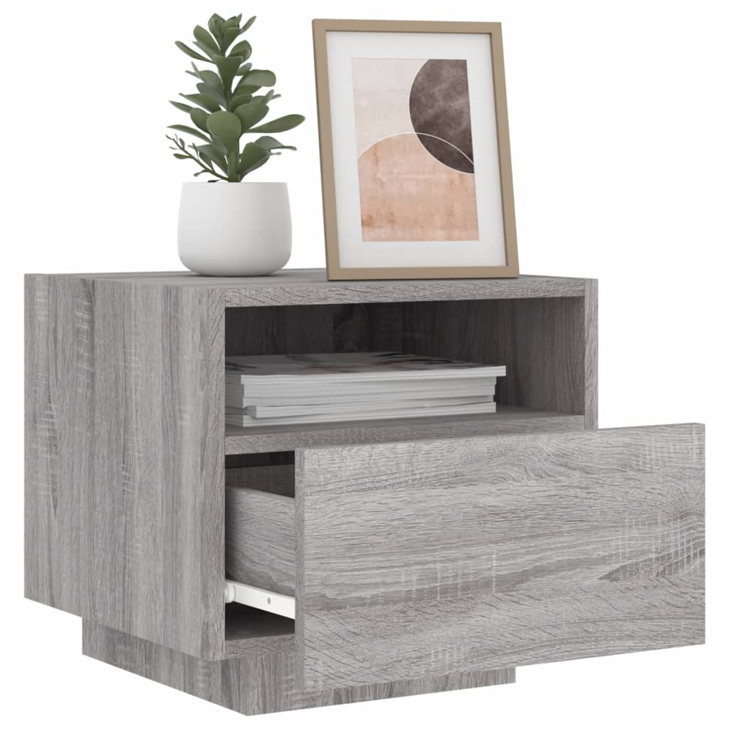 Bedside Cabinets with LED Lights 2 pcs Grey Sonoma 40x39x37 cm