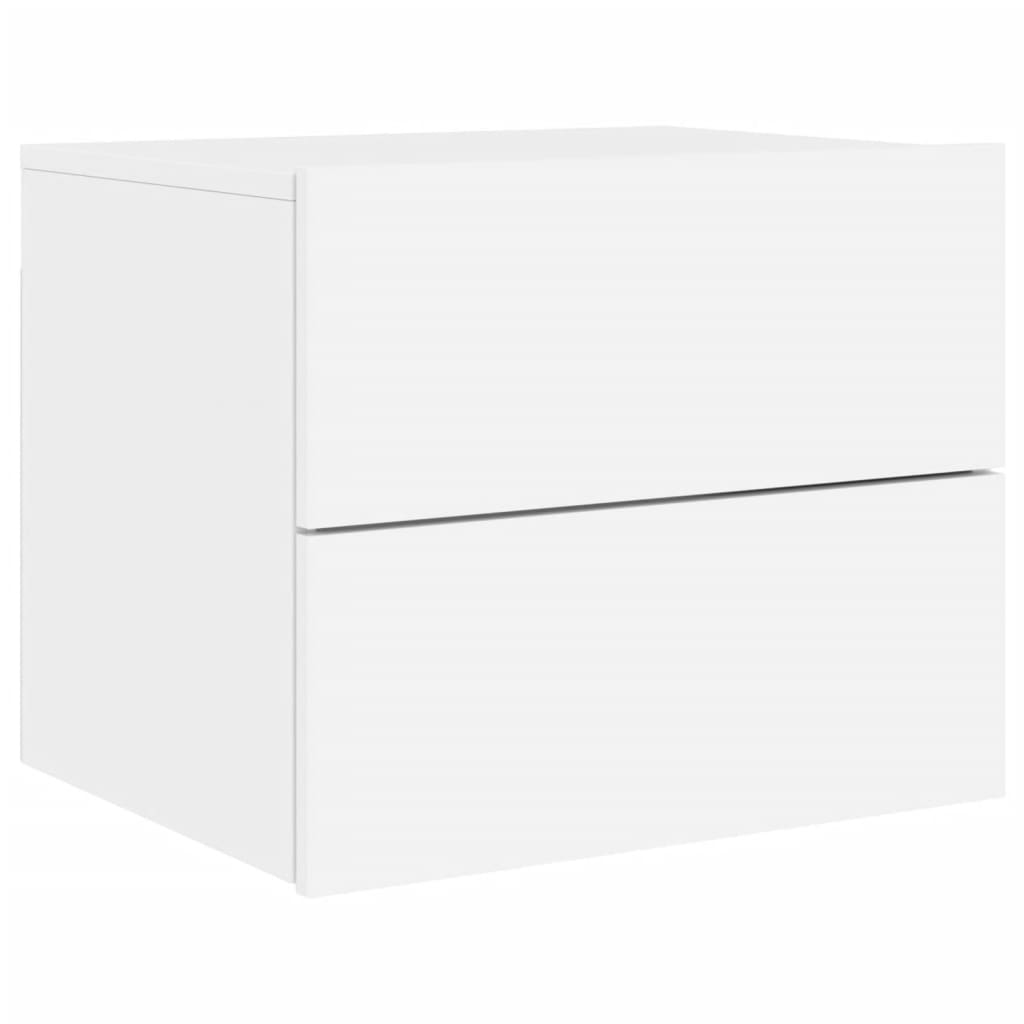 Wall-mounted Bedside Cabinet with LED Lights White