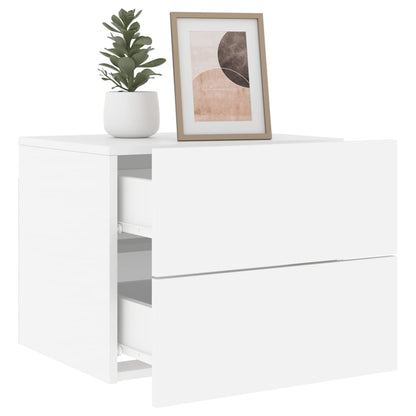 Wall-mounted Bedside Cabinet with LED Lights White