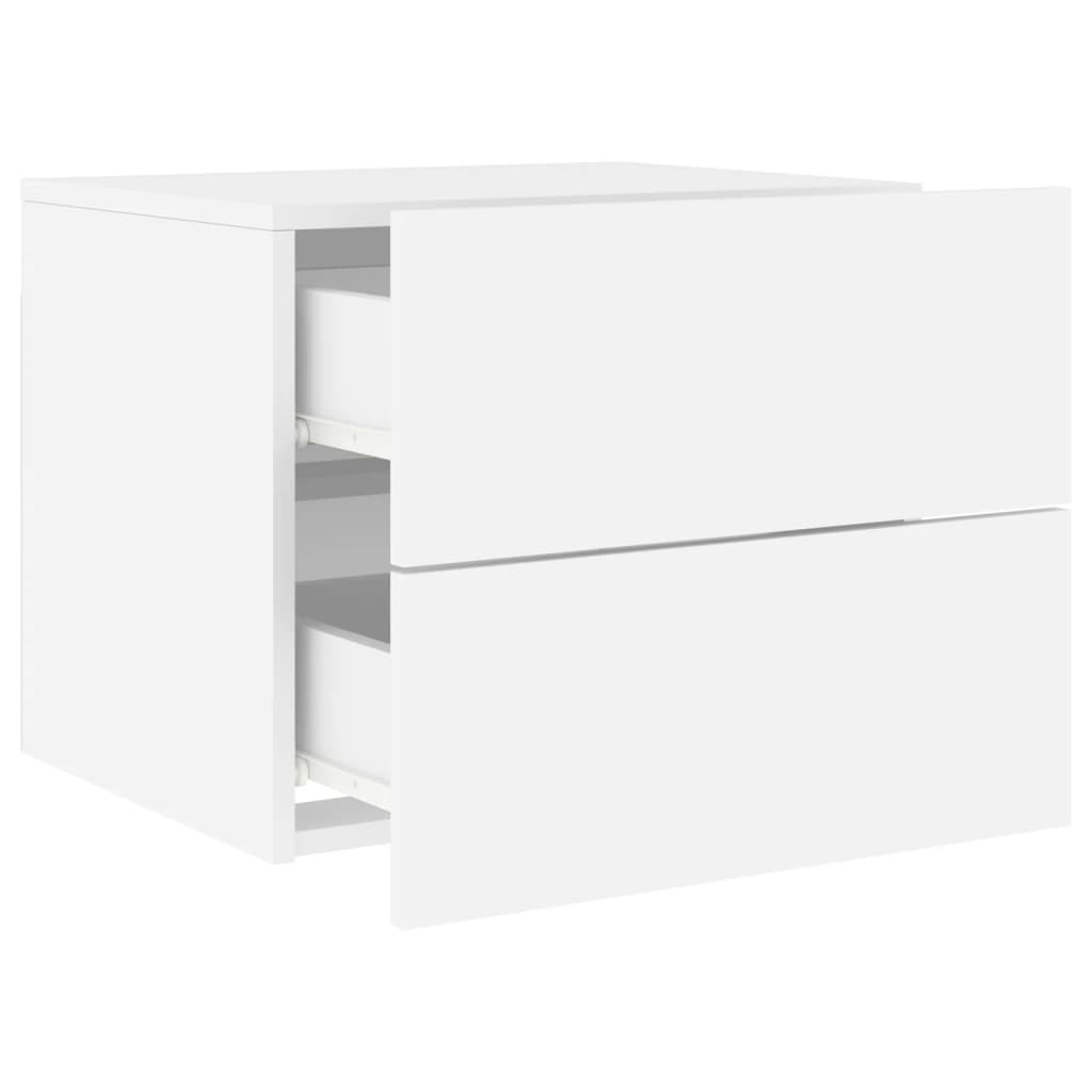 Wall-mounted Bedside Cabinets with LED Lights 2 pcs White