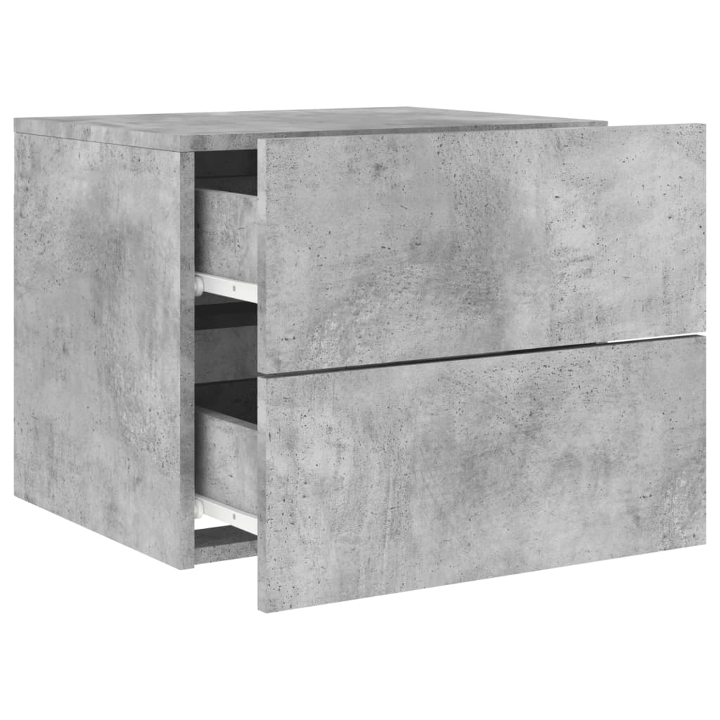 Wall-mounted Bedside Cabinet with LED Lights Concrete Gery