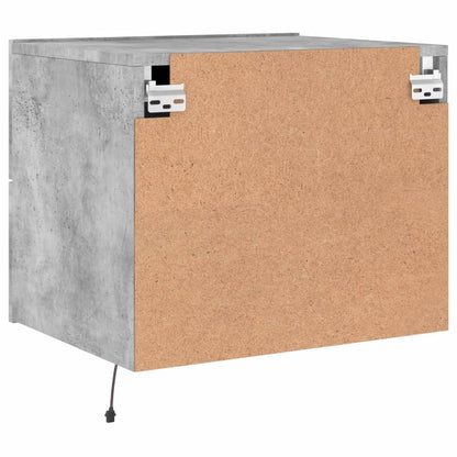 Wall-mounted Bedside Cabinet with LED Lights Concrete Gery