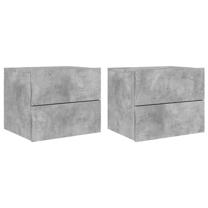 Wall-mounted Bedside Cabinets with LED Lights 2 pcs Concrete Grey