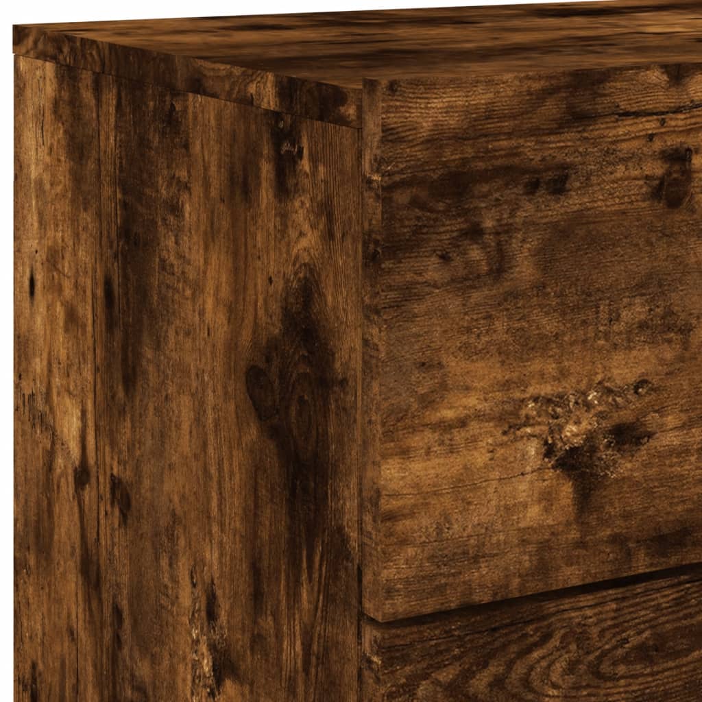 Wall-mounted Bedside Cabinets with LED Lights 2 pcs Smoked Oak
