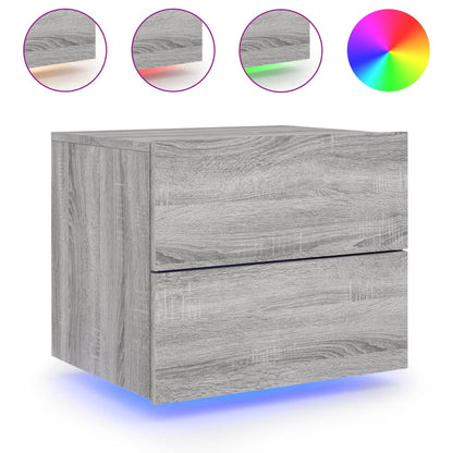 Wall-mounted Bedside Cabinet with LED Lights Grey Sonoma